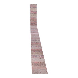 1960s Handmade Extra Long Oversized Turkish Patchwork Rug 2'5'' X 46'7'' For Sale