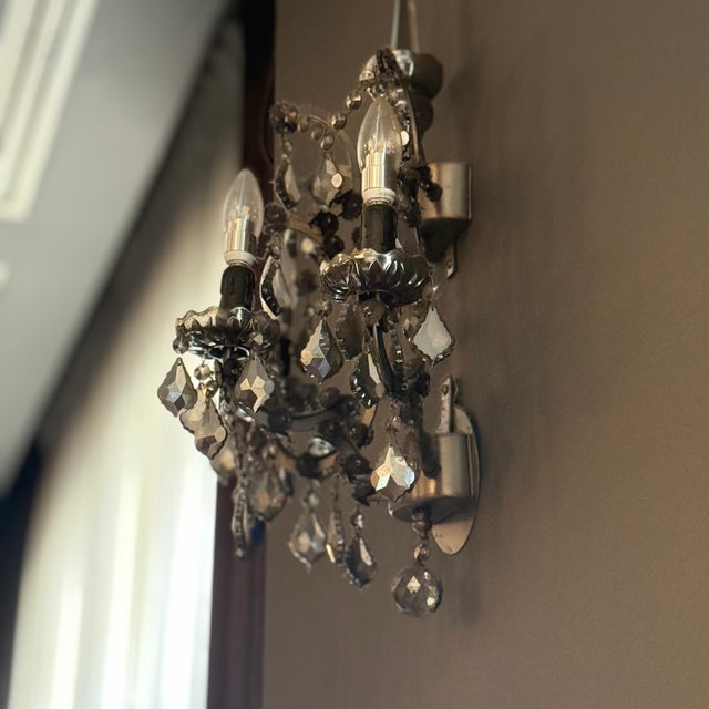 Gothic Restoration Hardware Timothy Oulton 3 Light Crystal Wall Sconce 6 Av For Sale - Image 3 of 5