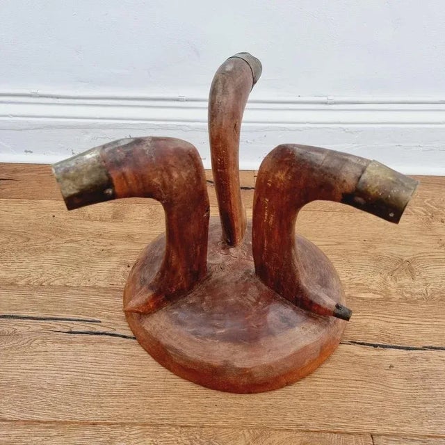 Tribal Stool with Brass Details, 1950s For Sale - Image 4 of 8