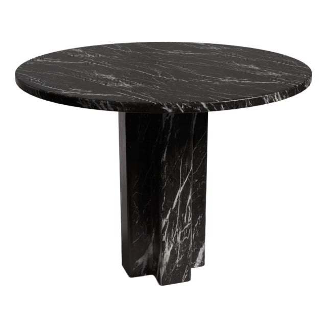 Arti Alexander Black Marble Round Dining Table 40" For Sale