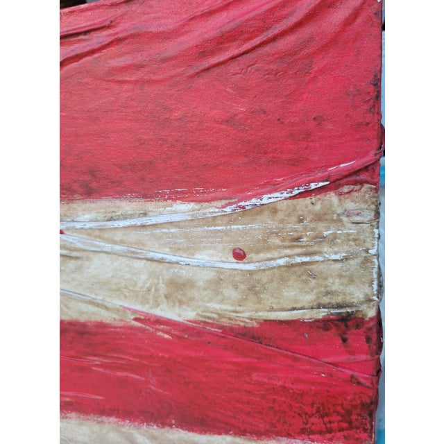 1980s Monumental Custom Made Hand Painted Draped Canvas Distressed American Flag Hope Wall Painting Art For Sale - Image 13 of 17