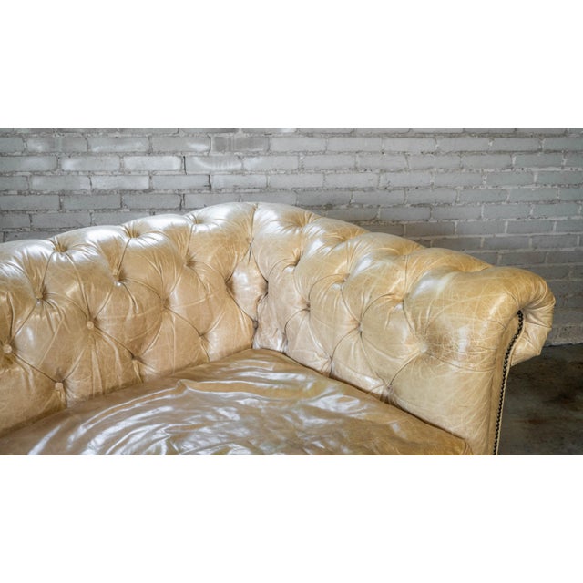 Restoration Hardware Tan Leather Kensington Luxe Sofa For Sale - Image 10 of 18