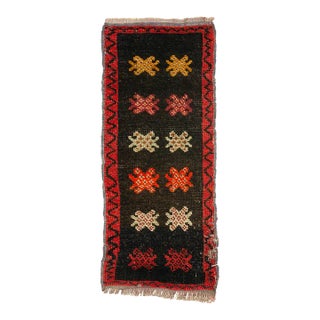 Orange & Brown Vintage Mini Rug For Sale