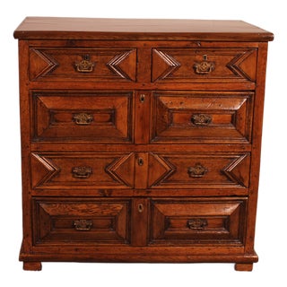 Jacobean Chest of Drawers in Oak and Walnut, 17th Century For Sale