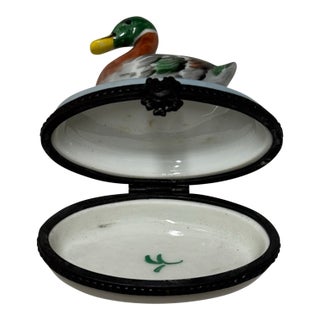 Antique Porcelain Duck Limoges Box For Sale