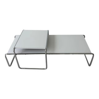 Authentic Knoll Laccio Coffee Table + Side Table Designed by Marcel Breuer in 1925 For Sale