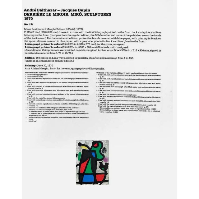1970s Joan Miró Original Color Lithograph, Cramer 134, 1970 For Sale - Image 5 of 5