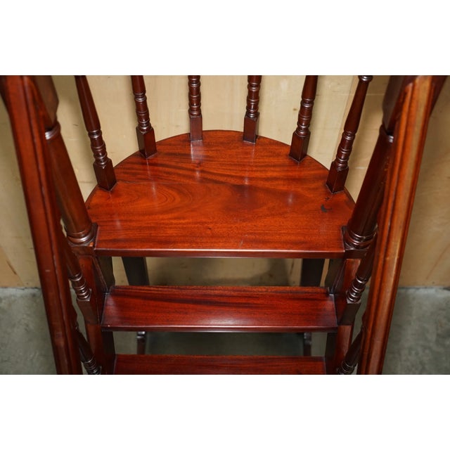 Tall Antique Georgian Style Mahogany Library Steps With Gallery Rail - 5'7" For Sale - Image 12 of 18