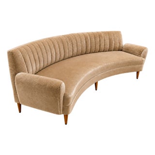 Brazilian Modern Sculptural Curved Sofa in Mohair and Caviúna Wood, 1960s For Sale