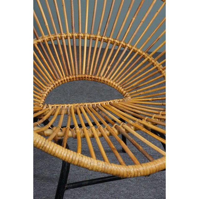 Wood Dutch Rattan Lounge Chair, 1960s For Sale - Image 7 of 9