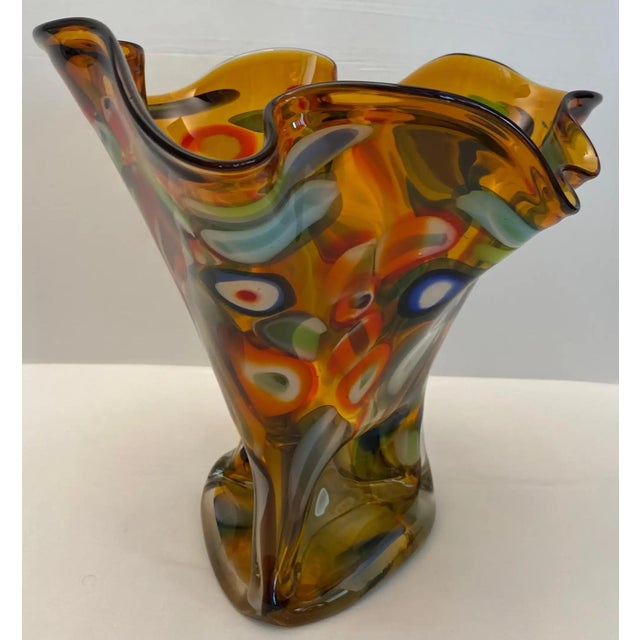 Glass Large Murano-Style Multi-Colored Art Glass Vase With Aventurine, 1960s For Sale - Image 7 of 7