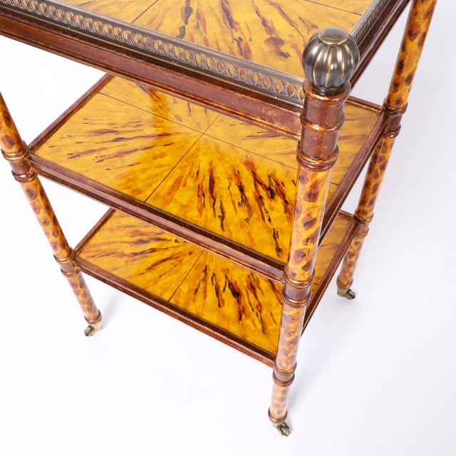 Goldenrod Mid Century Regency Style Three Tiered Stand For Sale - Image 8 of 10