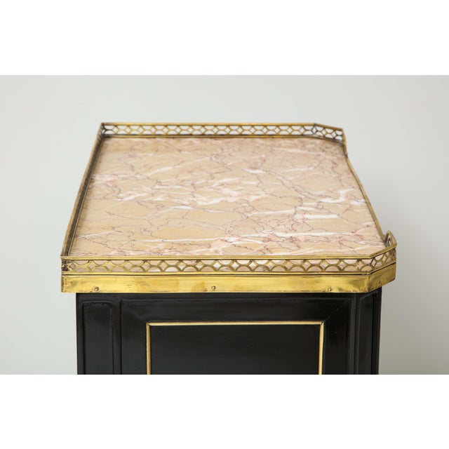 French Louis XVI Style Marble-Top End Tables With Brass Gallery - a Pair For Sale - Image 12 of 12