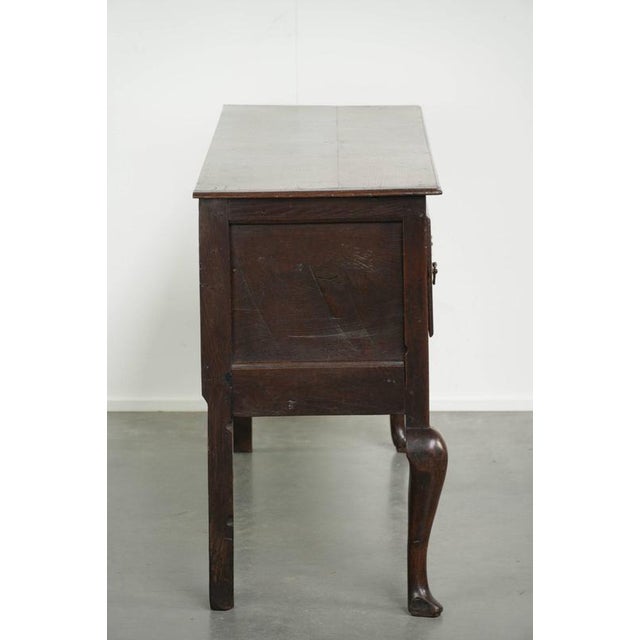 Antique English Oak Dresser with Brass Handles, 1700s For Sale - Image 4 of 11