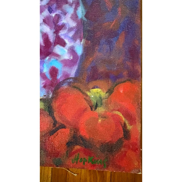 1990s Joanne Hopkins Oil Painting on Canvas 1992 Titled Saturday Market For Sale - Image 5 of 5