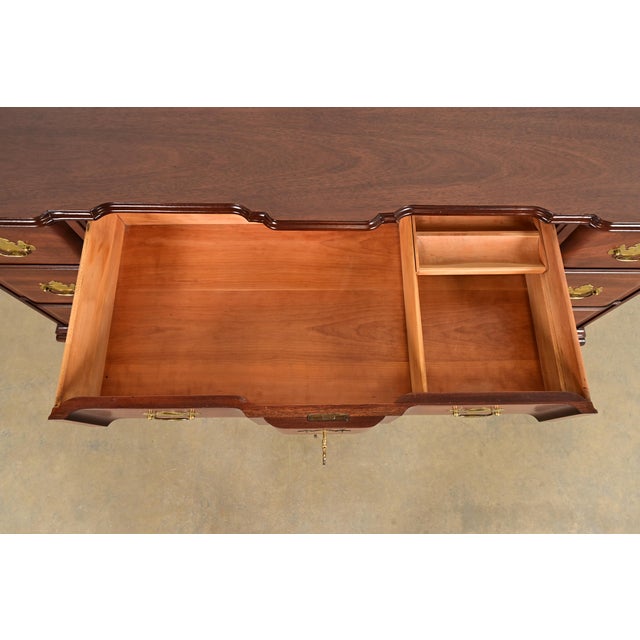 Wood Kindel Furniture Georgian Carved Solid Mahogany Block Front Triple Dresser For Sale - Image 7 of 18