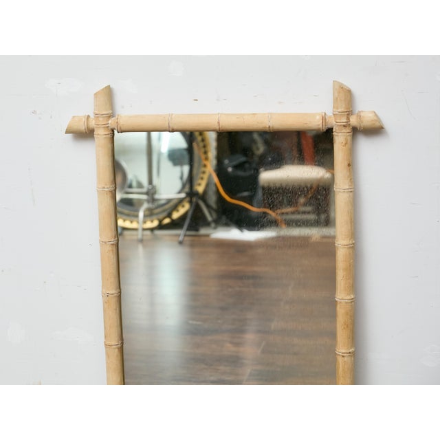 Bleached Bamboo Midcentury Mirror with Natural Finish and Coastal Style For Sale - Image 9 of 12