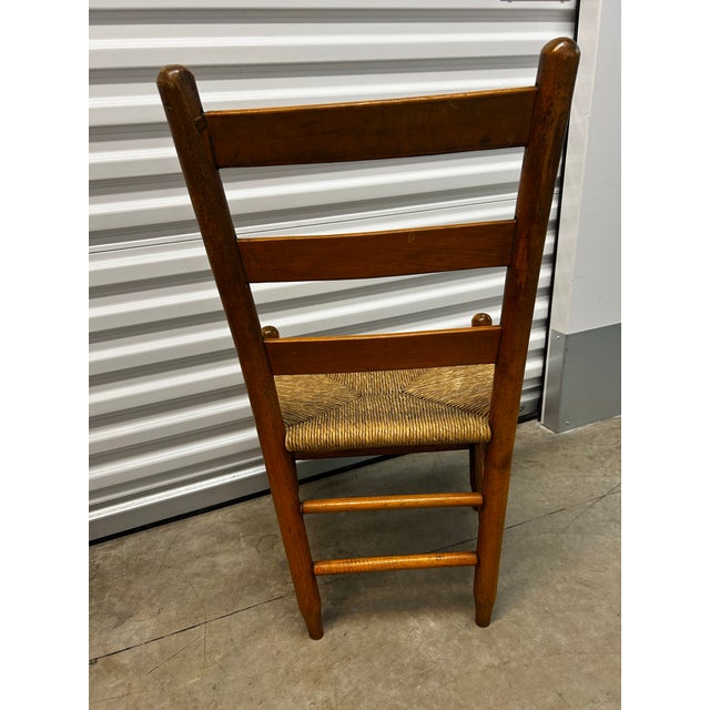 Set of Four Antique Wooden Ladder Back Chairs For Sale - Image 4 of 12