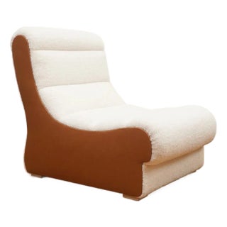 Camille Slipper Chair, Shearling and Faux Leather For Sale