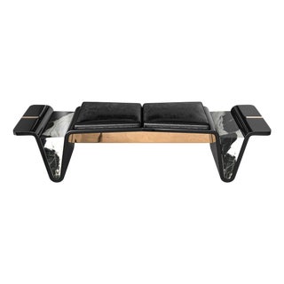 "Monachella" Bench, Stainless Steel, Bronze, Panda Marble, Handmade For Sale