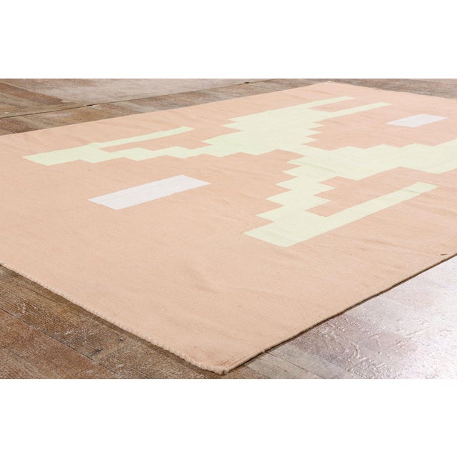 Peach Vintage Afghani Dhurrie Rug, 05'05 X 08'08 For Sale - Image 8 of 10