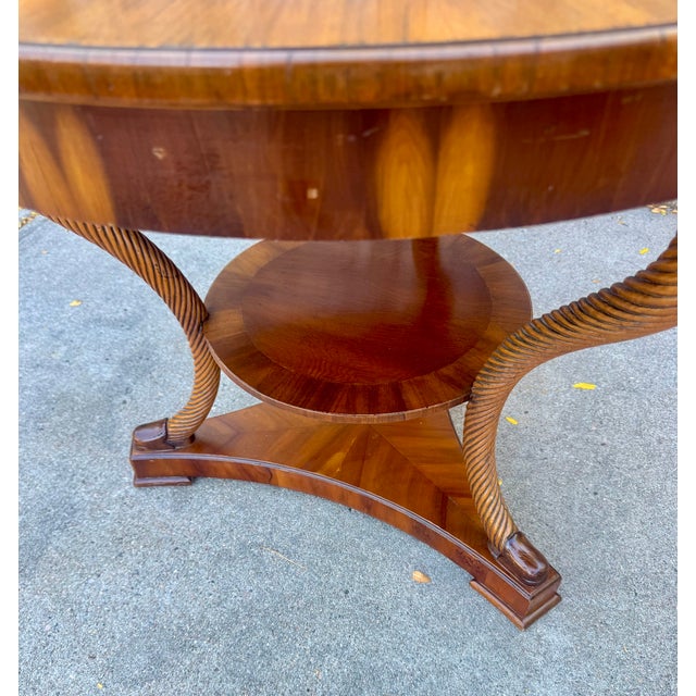 Early 21st Century Neoclassical Empire-Style Round Center Table, Baroque Twist Legs, Burl Veneer Top, Alfonso Marina, Mexico City For Sale - Image 5 of 7