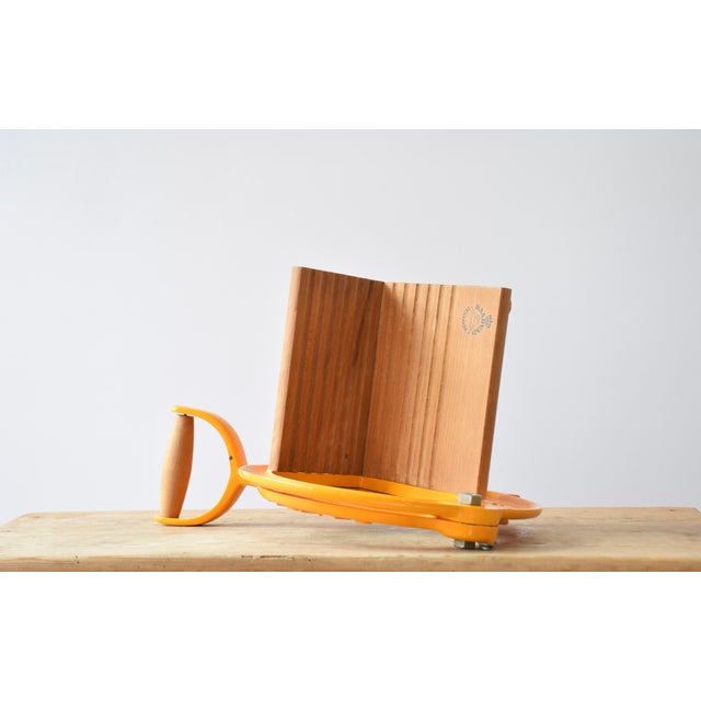 1960s Mid-Century Danish Orange & Gold Bread Slicer by Ove Larsen for Raadvad, Denmark, 1960s For Sale - Image 5 of 13