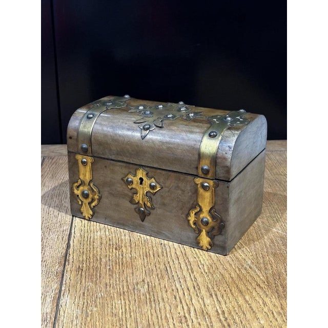 Victorian Brass Decorated Tea Caddy For Sale - Image 10 of 13