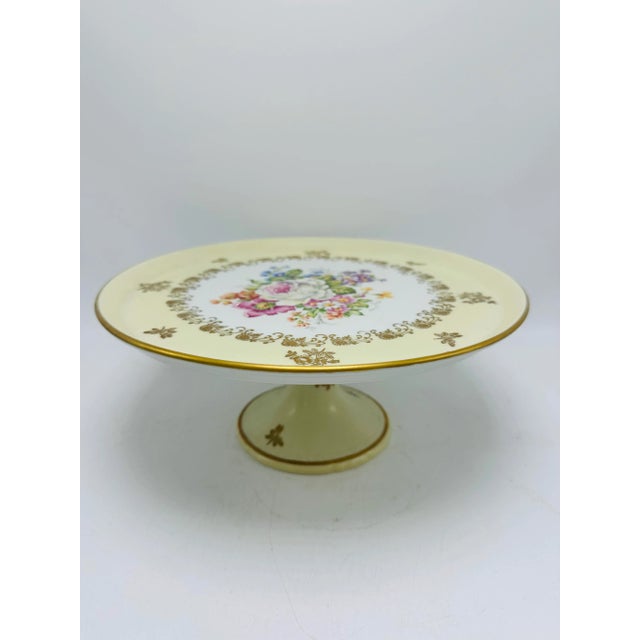 1970s Vintage French Cake Plate, Hand Painted For Sale - Image 5 of 6