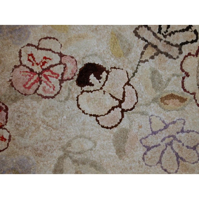 1900 - 1909 1900s handmade antique American Primitive Hooked rug 2.5' x 4.5' For Sale - Image 5 of 11