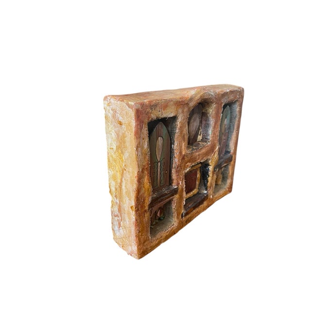 Late 20th Century Studio Ceramic Mixed Media 9” Sculptural Object, Totemic Architectural Form, Signed Dantoni For Sale - Image 5 of 12