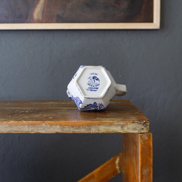 1920s English Wood and Sons Early Yuan Pattern Transferware Ceramic Creamer For Sale - Image 9 of 10