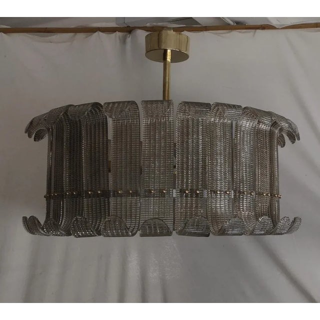 Mid-Century Art Glass Murano Round and Brass Chandelier, 2000s For Sale - Image 10 of 10
