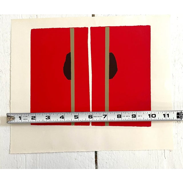 Red Barbara Beck 1969 Framed & Matted Mid-Century Modern Screen Print, Limited Edition of 20 - Black Wood Frame For Sale - Image 8 of 10