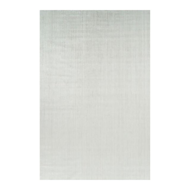 Rug & Kilim’s Oversized Textural Rug in Solid White and Silver-Gray Striae - 11x17 For Sale
