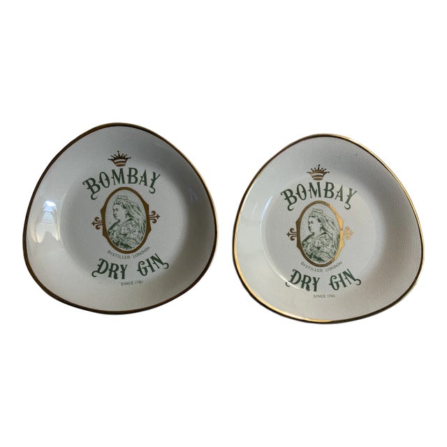 Vintage Bombay Dry Gin Ashtrays - a Pair For Sale