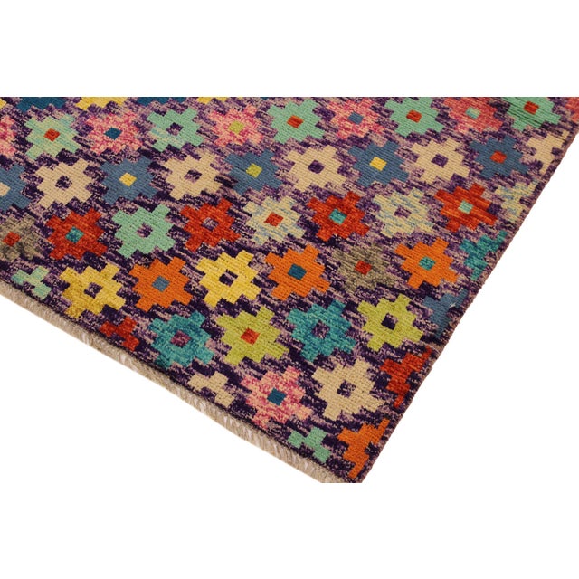 Shabby Chic Balochi Purple/Rust Hand Knotted Wool Rug For Sale - Image 10 of 10