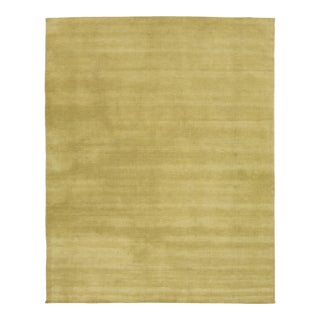 Apadana's Modern Gabbeh Hand-Loom Wool Area Rug in Citron Color For Sale