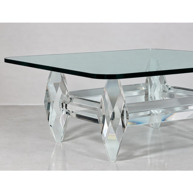 Amparo Calderon Tapia “Diamante” Sculptural Lucite & Glass Coffee Table For Sale - Image 14 of 18