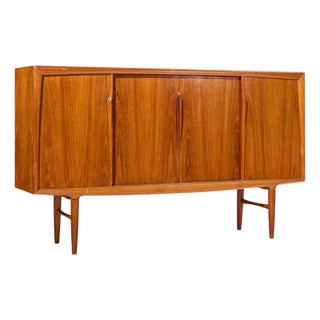 Gunni Omann Mid Century Danish Teak High Sliding Door Credenza For Sale