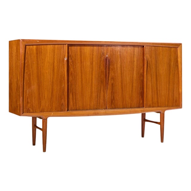 Gunni Omann Mid Century Danish Teak High Sliding Door Credenza For Sale