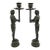 Pair of Vintage Cast Bronze Siamese Soldier Candle Holders For Sale