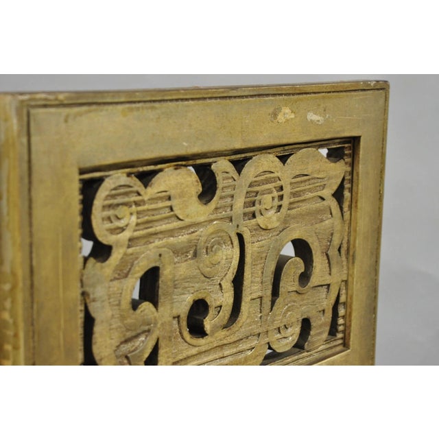 Antique Chinoiserie Oriental Eglomise Antiqued Mirror Glass 3 Panel Room Screen For Sale - Image 13 of 18