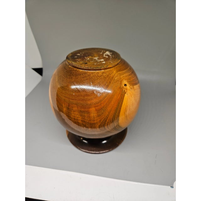 1970s Vintage Hand Turned Natural Wood Vase For Sale - Image 5 of 5