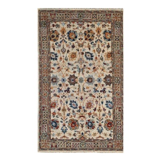 6x9 Iris Oushak Beige Floral Modern Hand Knotted Wool Carpet Rug For Sale