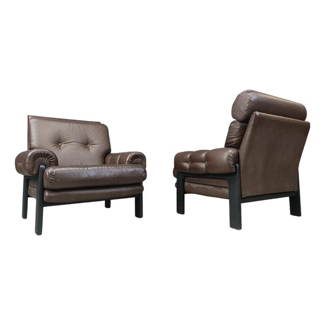 Leather Armchairs, Denmark, 1960s, Set of 2 For Sale