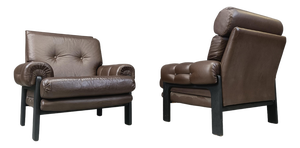 Leather Armchairs, Denmark, 1960s, Set of 2