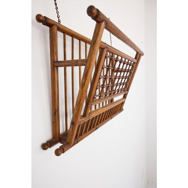 Traditional Aesthetic Movement Oak Hanging Magazine Rack With Bobbin Lattice, c.1880 For Sale - Image 3 of 18