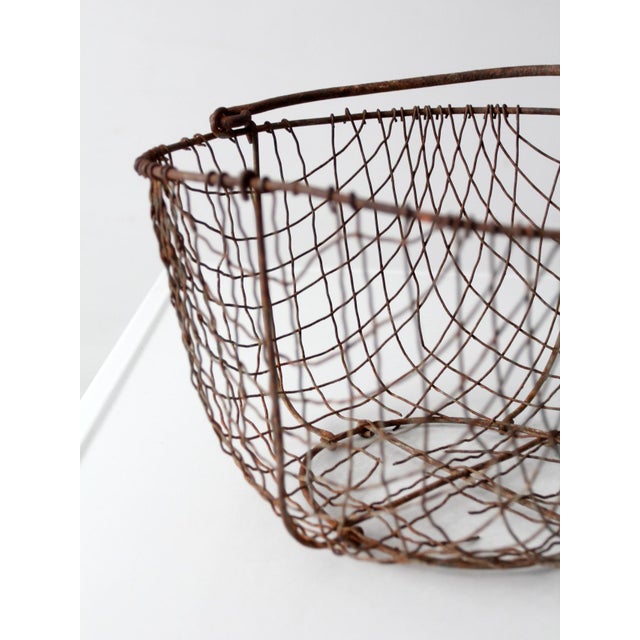 Antique Handmade Wire Gathering Basket For Sale - Image 13 of 13