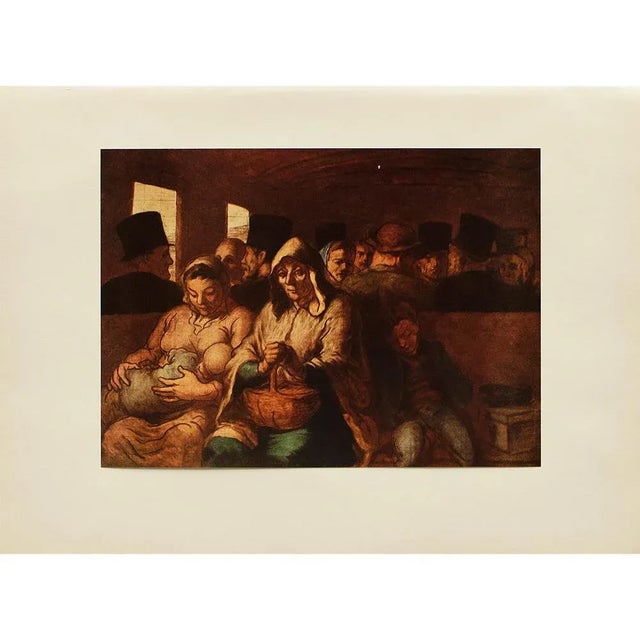 An excellent vintage full-color reproduction print after painting "The Third Class Carriage", by Honore Daumier. Comes...